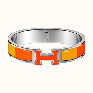 HERMES Enamel Narrow Clic H Bracelet Rainbow